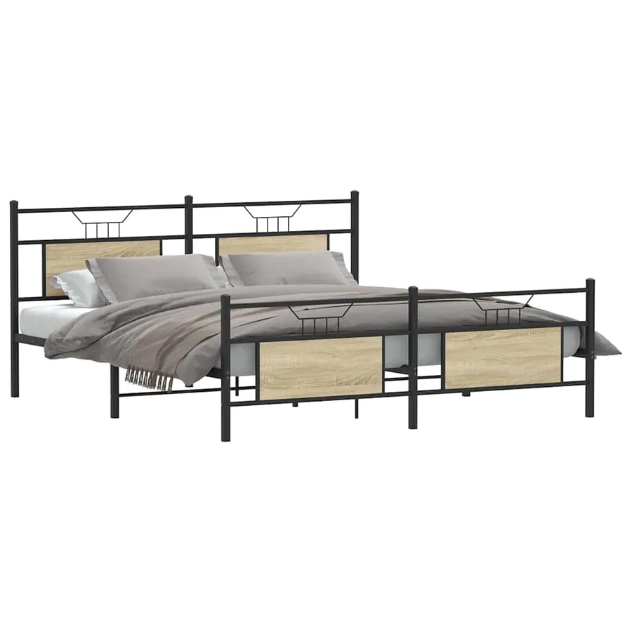 Cadre de lit en métal sans matelas chêne sonoma 180x200 cm - 3