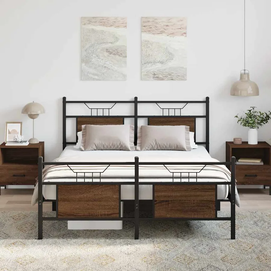 Cadre de lit sans matelas chêne marron 150x200 cm - 4