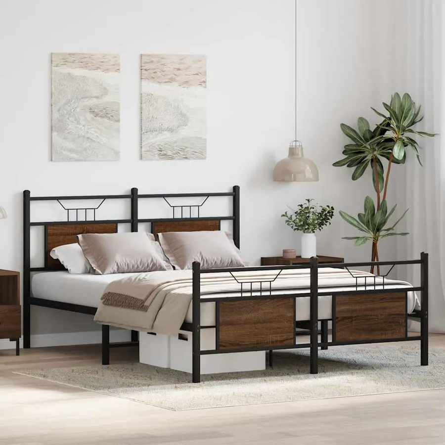 Cadre de lit sans matelas chêne marron 150x200 cm - 5
