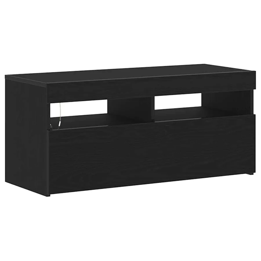 Meuble TV avec LED Chêne noir 90 x 35 x 40 cm Bois d'ingénierie - 4
