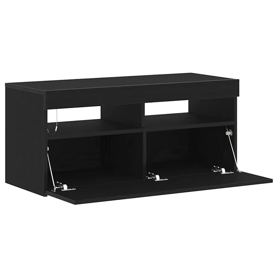 Meuble TV avec LED Chêne noir 90 x 35 x 40 cm Bois d'ingénierie - 5