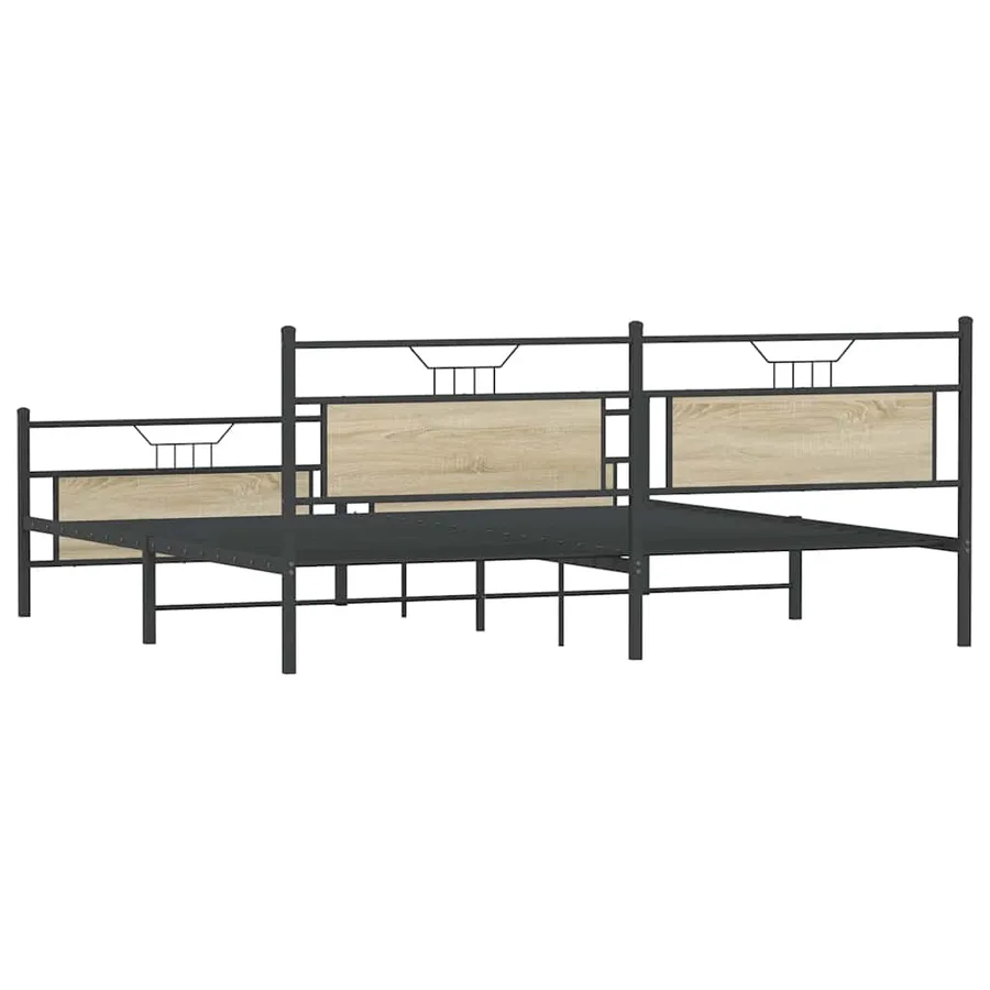 Cadre de lit en métal sans matelas chêne sonoma 193x201 cm - 8
