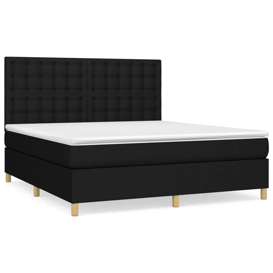 Sommier à lattes de lit avec matelas Noir 160x200 cm Tissu - 2