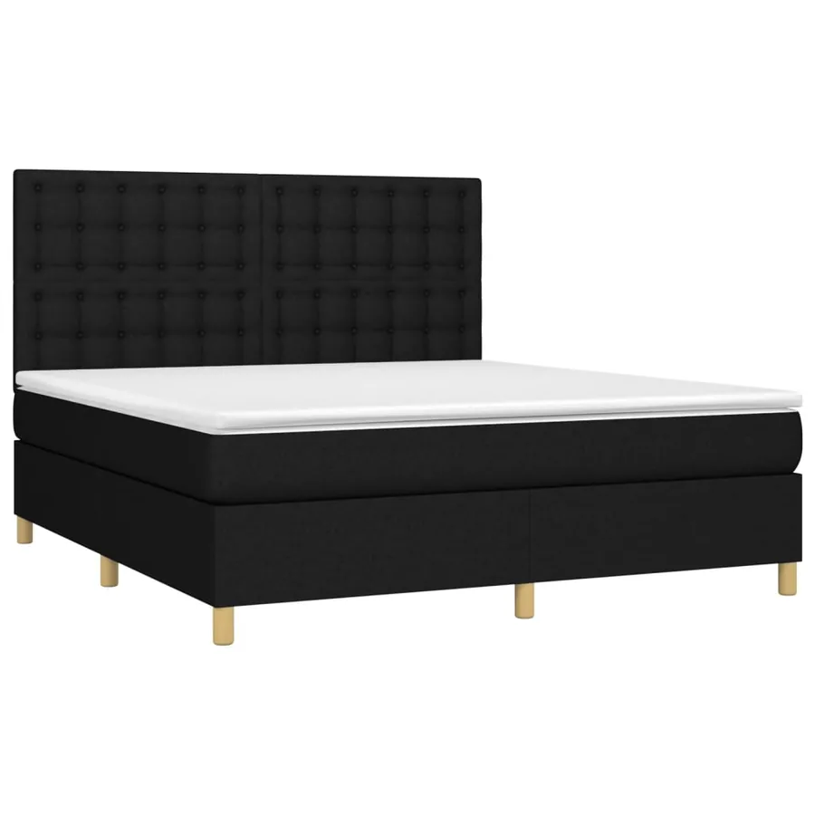 Sommier à lattes de lit avec matelas Noir 160x200 cm Tissu - 3