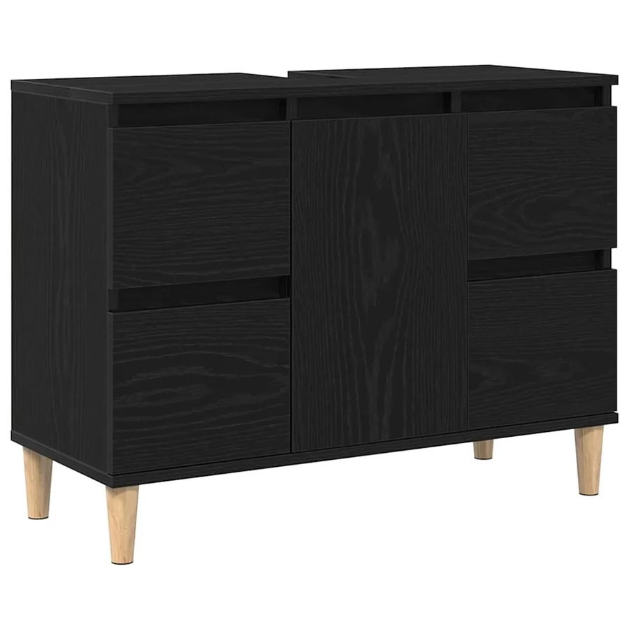 Meuble de Lavabo de Salle de Bain Chêne noir 80 x 33 x 60 cm - 2