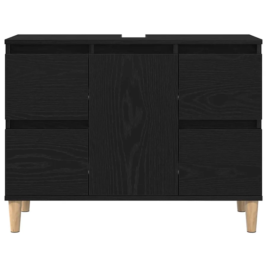 Meuble de Lavabo de Salle de Bain Chêne noir 80 x 33 x 60 cm - 7