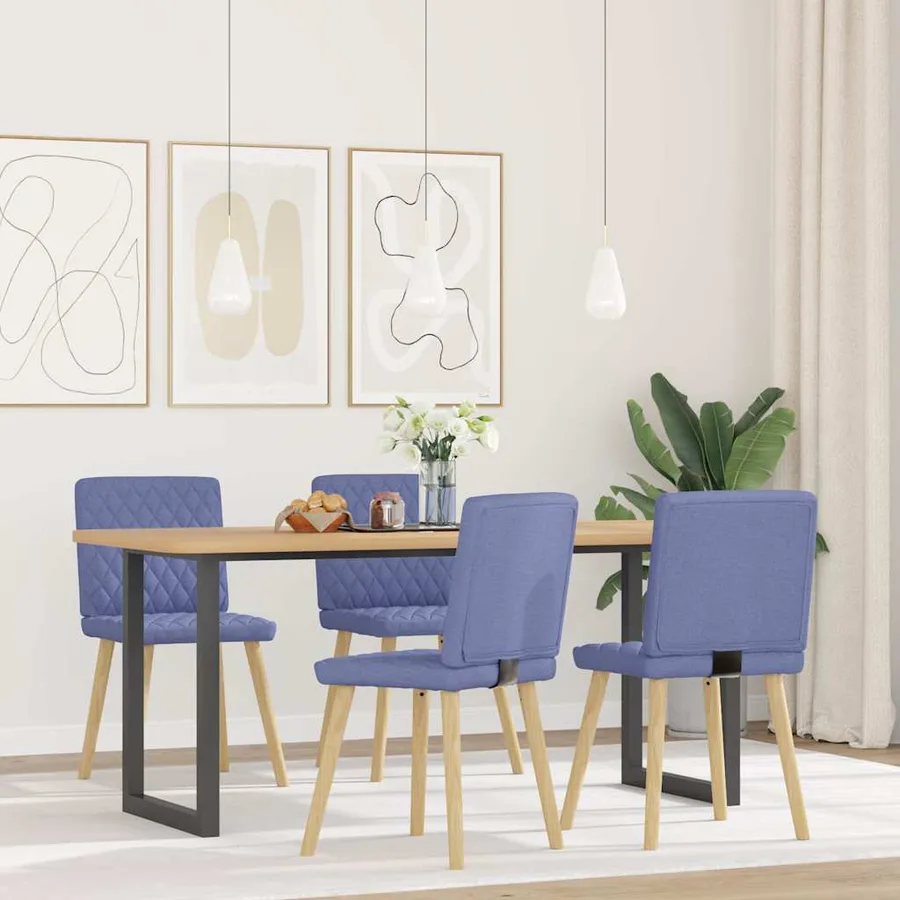 Chaises à manger lot de 4 bleu jean tissu - 2