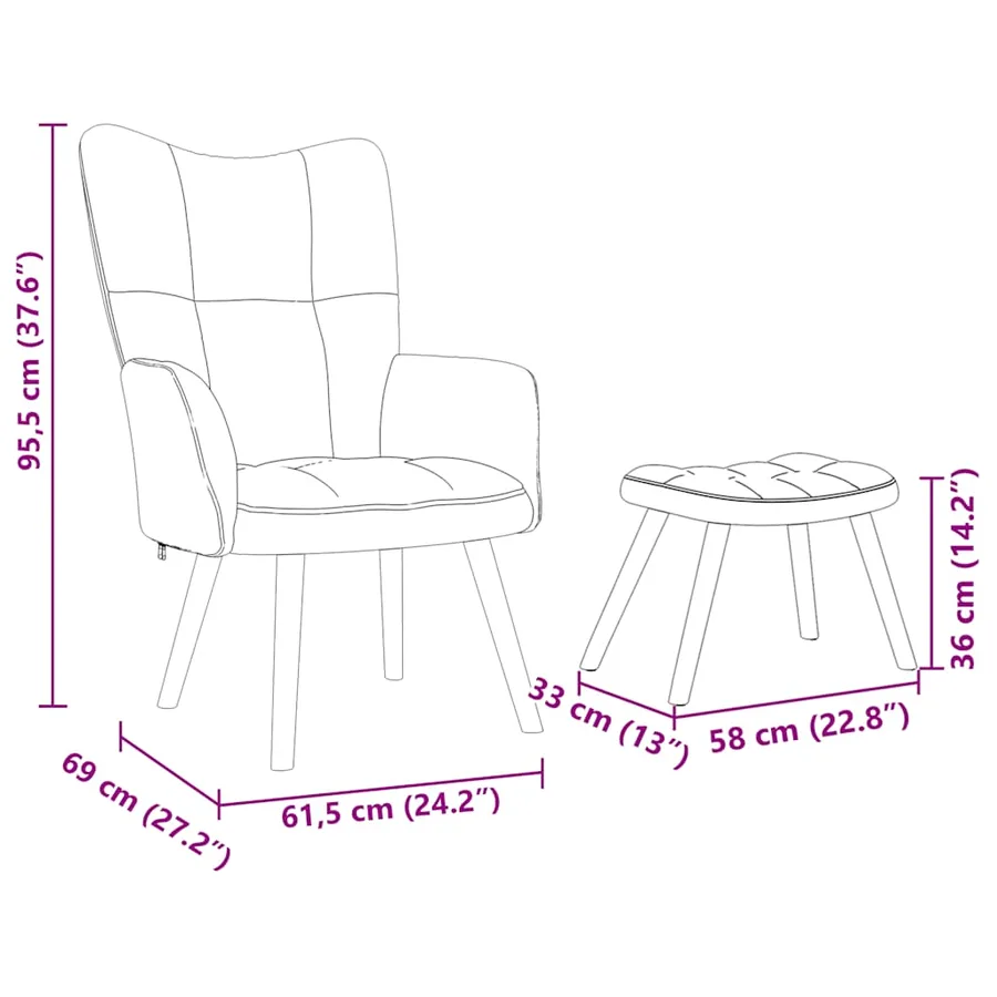 Chaise de relaxation avec repose-pied Marron Tissu - 11