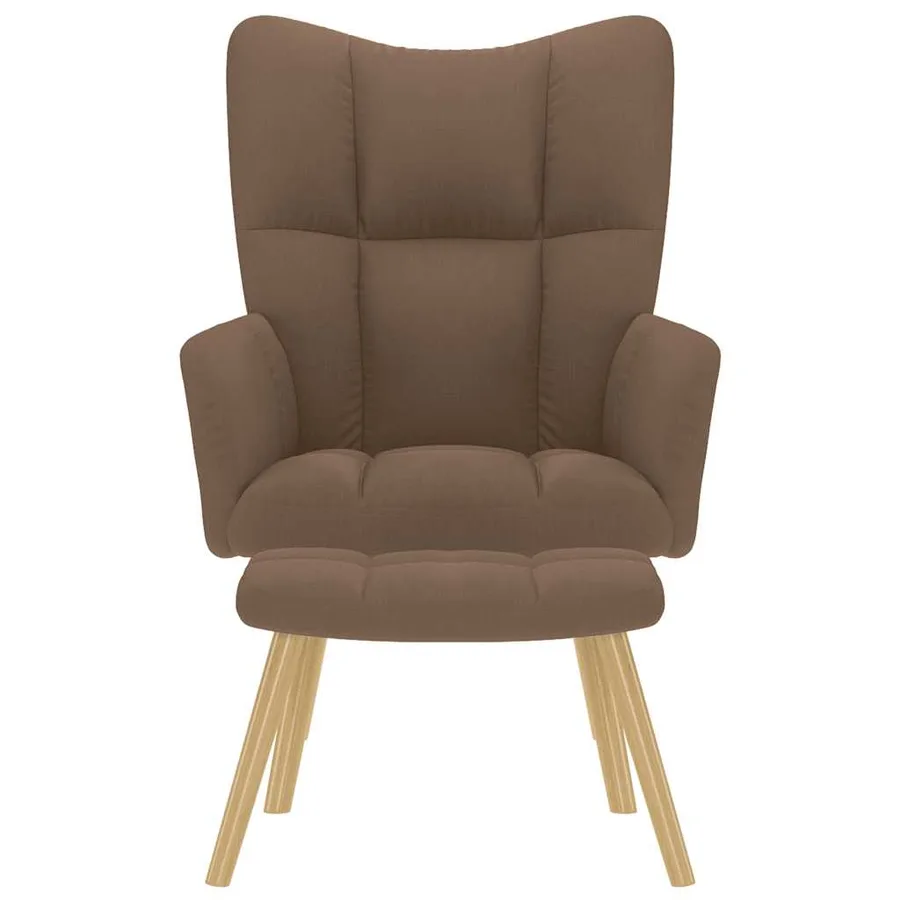 Chaise de relaxation avec repose-pied Marron Tissu - 3