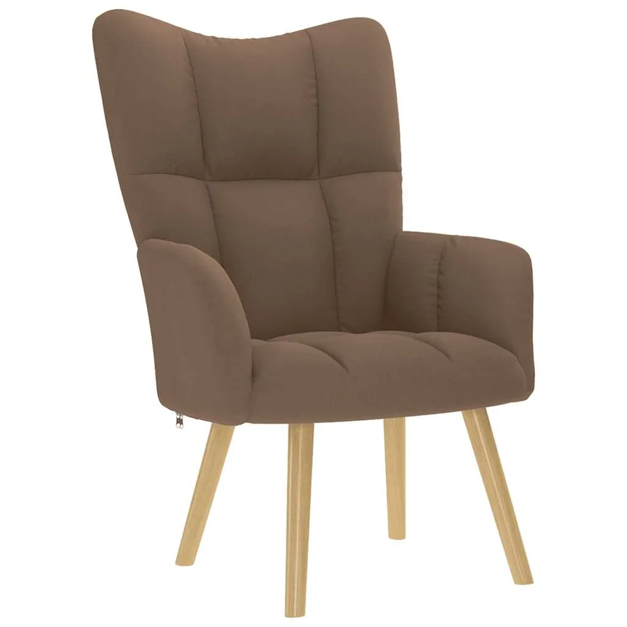 Chaise de relaxation avec repose-pied Marron Tissu - 4
