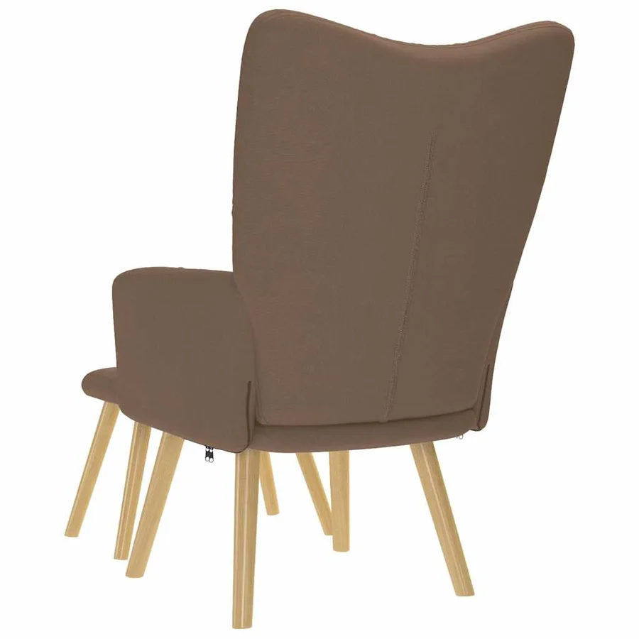 Chaise de relaxation avec repose-pied Marron Tissu - 7