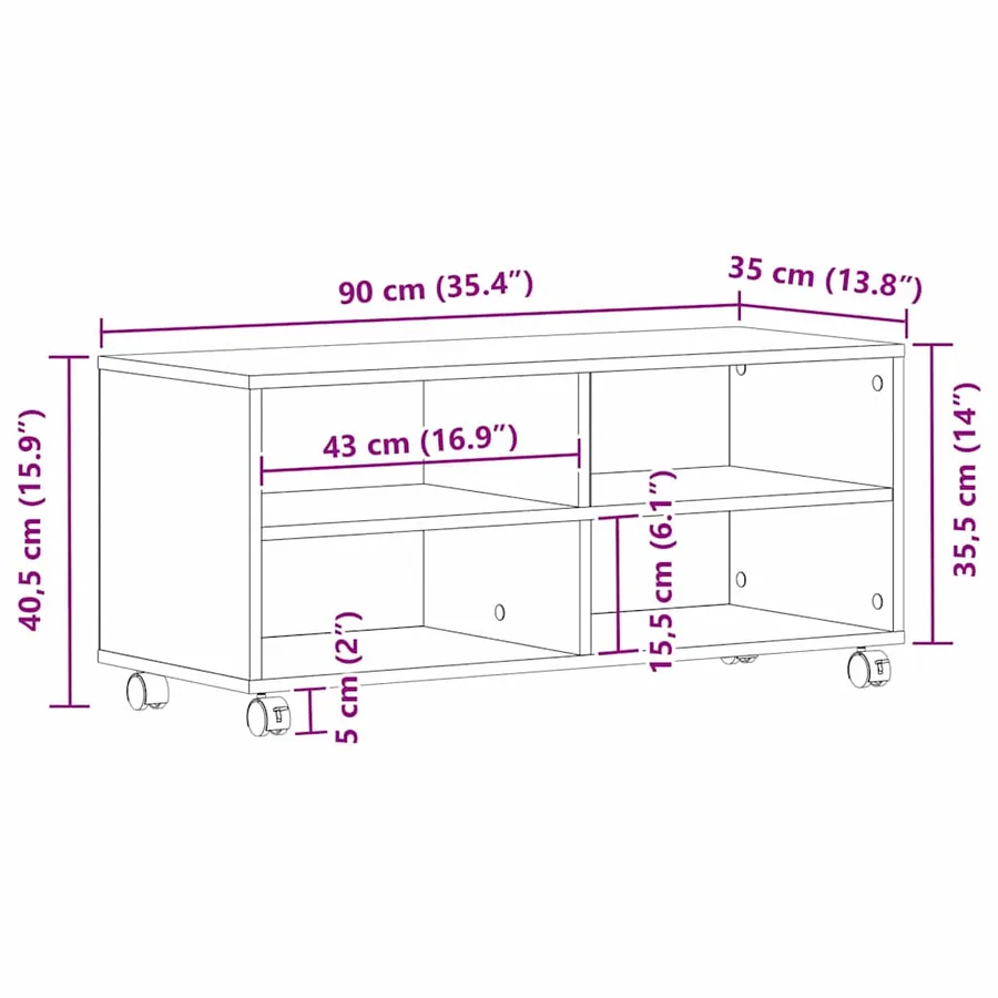 Meuble TV Noir 90 x 35 x 40,5 cm Bois d'ingénierie - 10