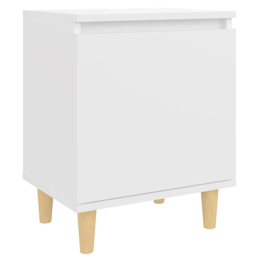 Tables de chevet avec pieds en bois 2 pcs Blanc 40x30x50 cm - 4