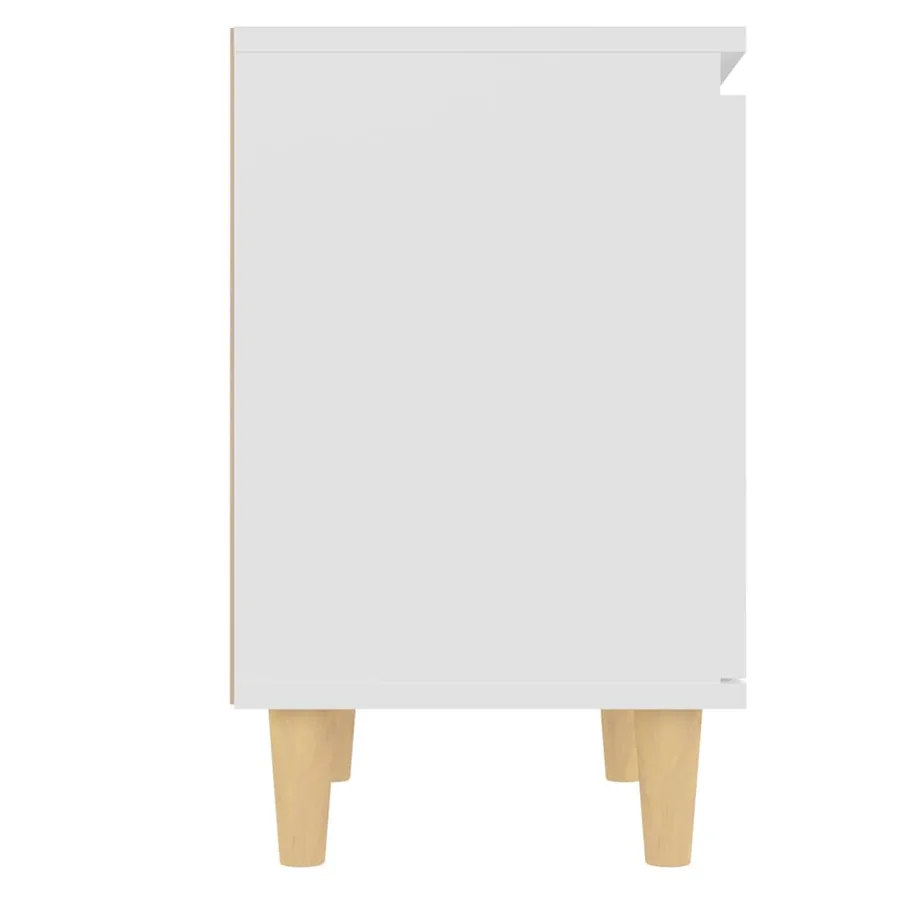 Tables de chevet avec pieds en bois 2 pcs Blanc 40x30x50 cm - 6