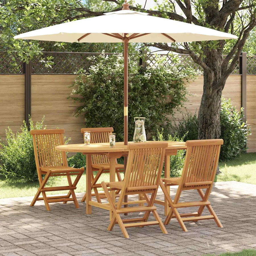 Ensemble de salle à manger pour jardin 5 pcs Marron