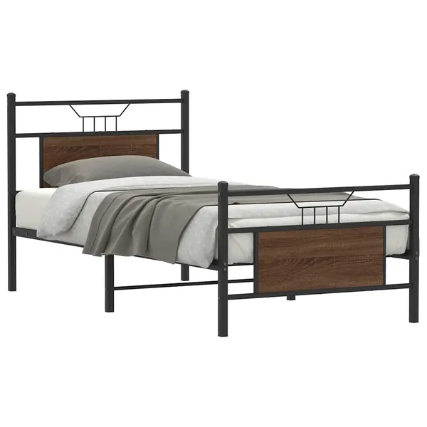 Cadre de lit sans matelas chêne marron 75x190cm bois ingénierie