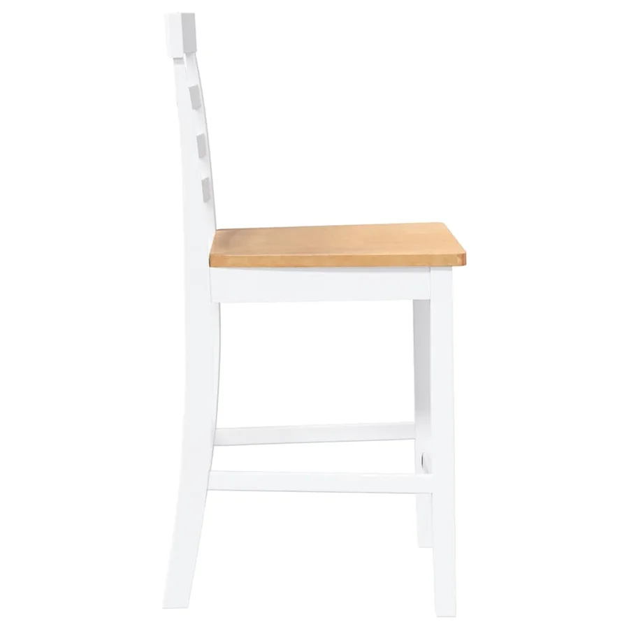 Tabourets de bar 2 pcs blanc bois massif d'hévéa - 6