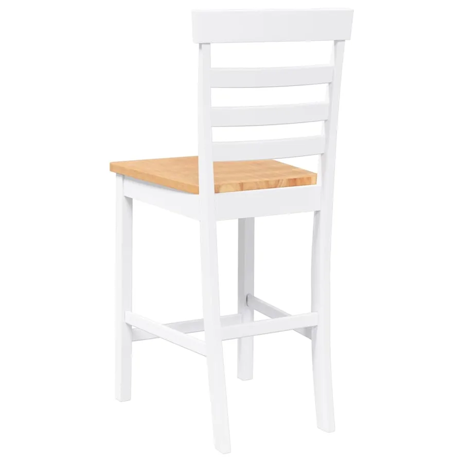 Tabourets de bar 2 pcs blanc bois massif d'hévéa - 7