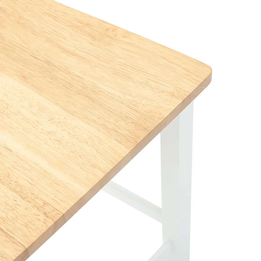 Tabourets de bar 2 pcs blanc bois massif d'hévéa - 8