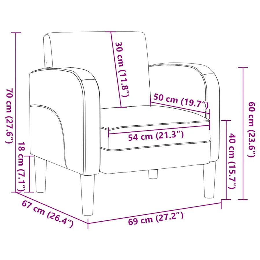 Chaise de canapé avec accoudoirs crème 54 cm similicuir - 8