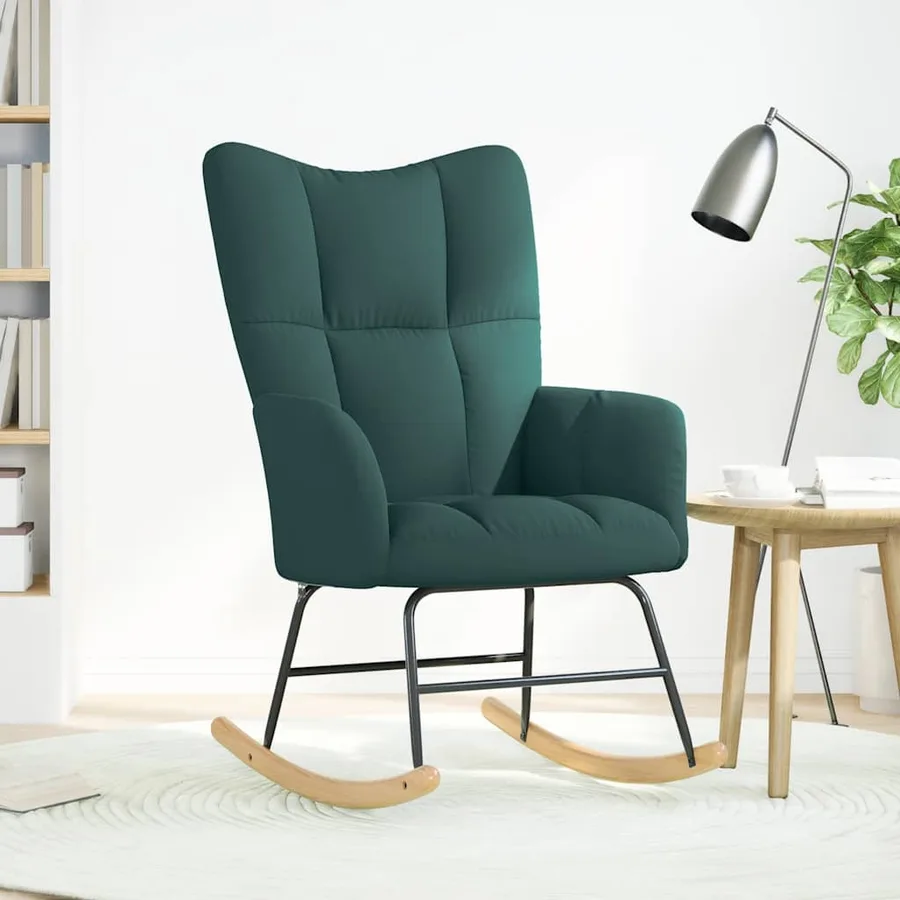 Chaise à bascule Vert foncé Tissu - 2