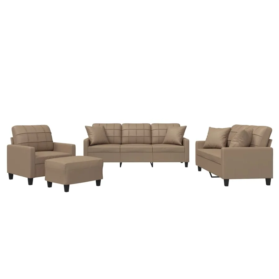 Ensemble de canapés 4 pcs avec coussins cappuccino similicuir - 2