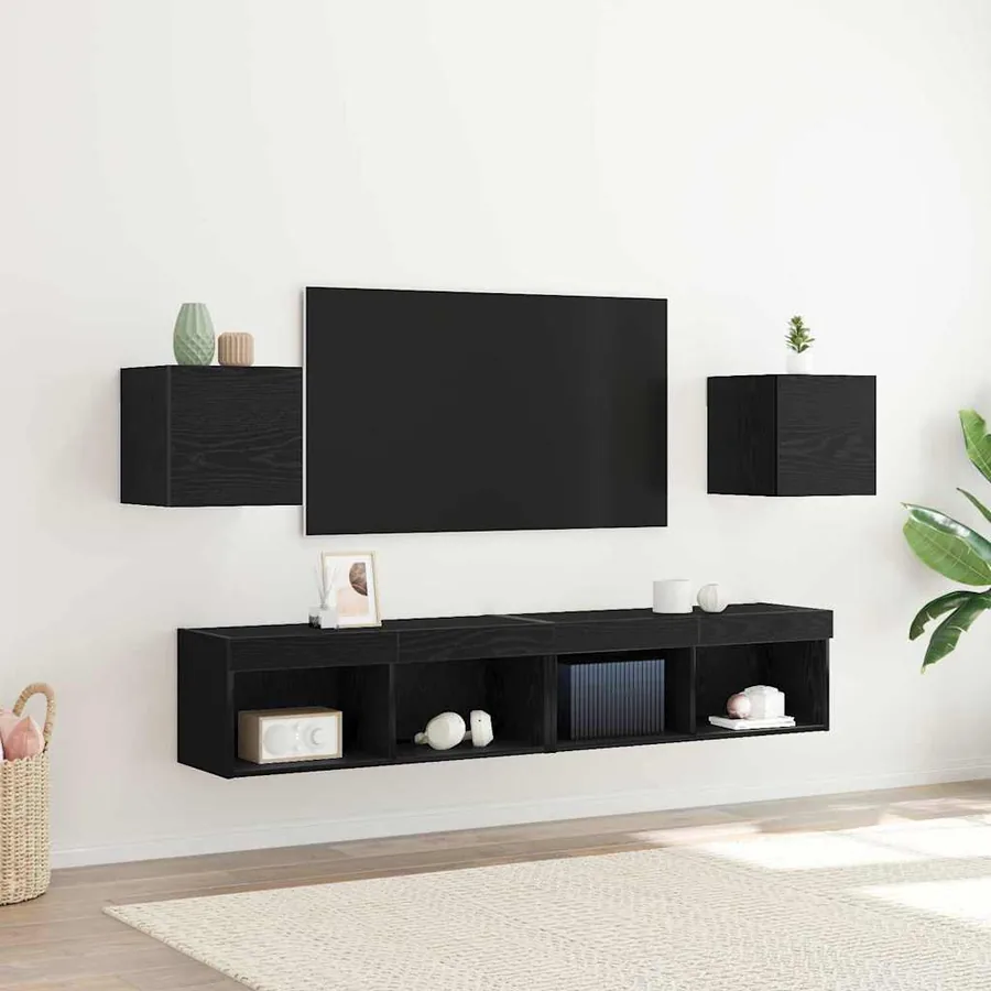 Meuble TV mural 2 pcs Chêne noir 30,5 x 30 x 30 cm