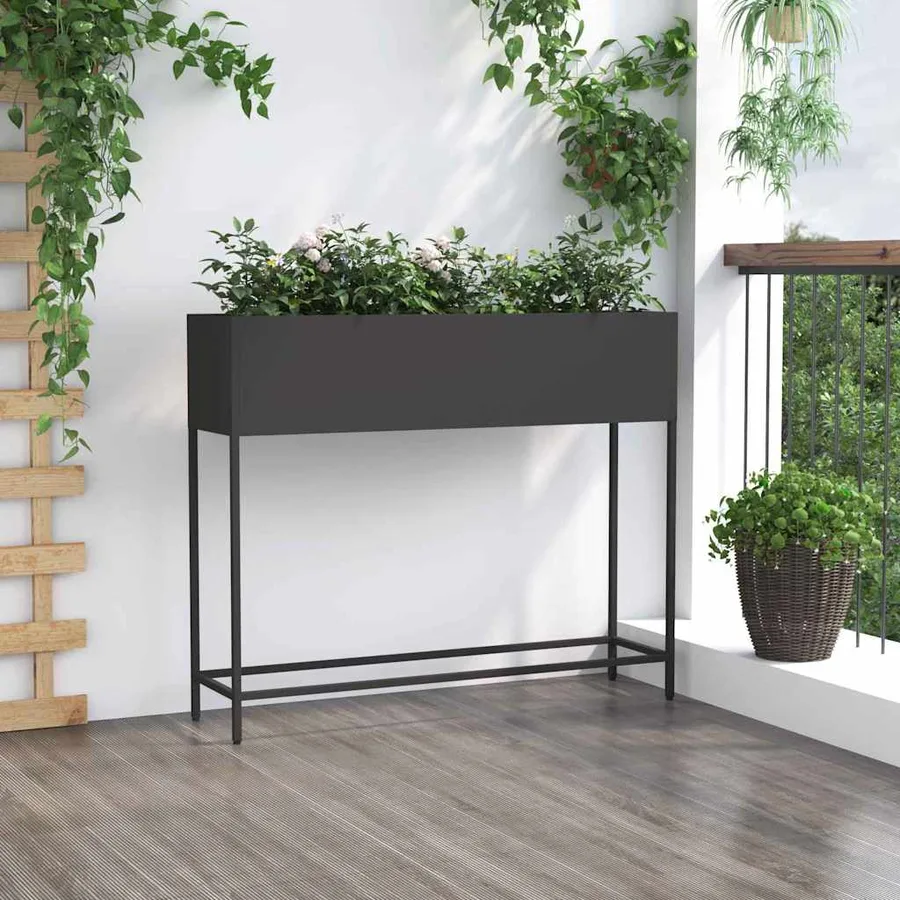 Bac de jardin surélevé Noir 100 x 26 x 82 cm Acier - 4
