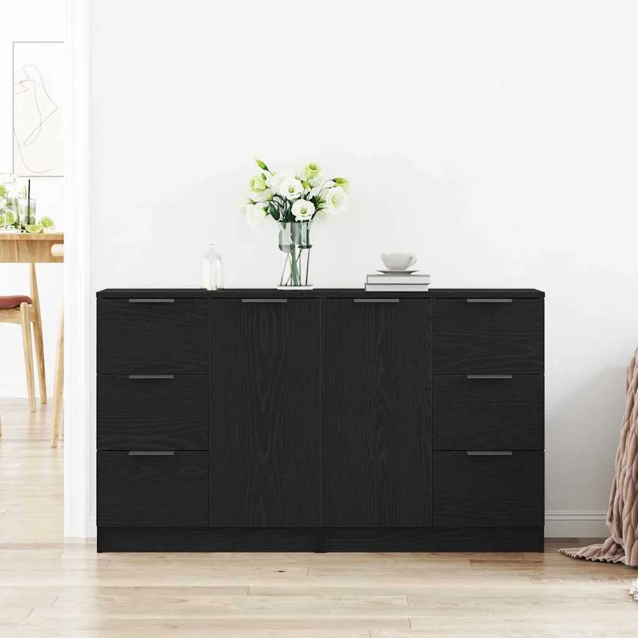 Buffet Chêne noir 120 x 30 x 70 cm Bois d'ingénierie - 4