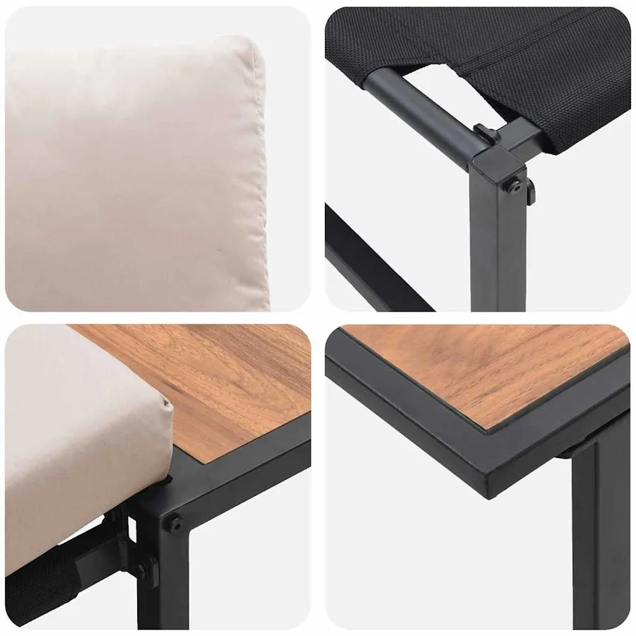 Ensemble de salle à manger pour jardin 3 pcs Taupe Acier - 10