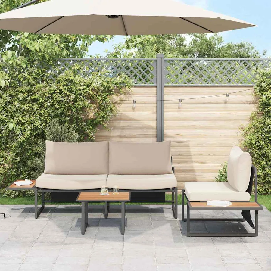 Ensemble de salle à manger pour jardin 3 pcs Taupe Acier - 4