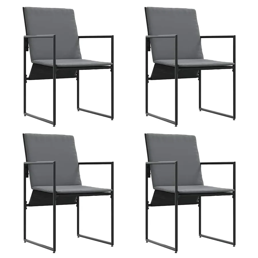 Ensemble de salle à manger pour jardin 5 pcs Noir Acier - 5