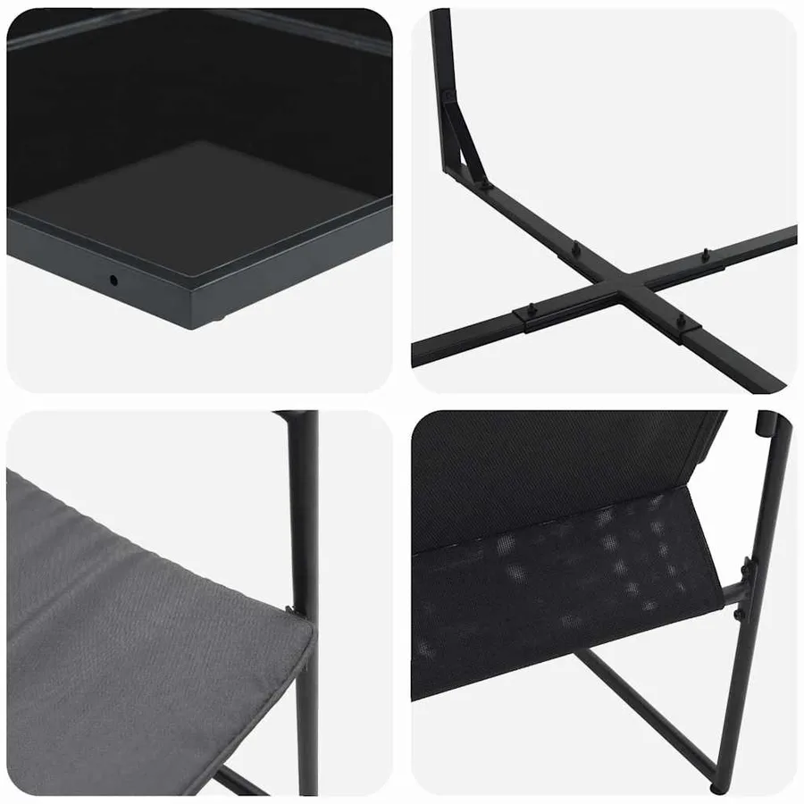 Ensemble de salle à manger pour jardin 5 pcs Noir Acier - 7