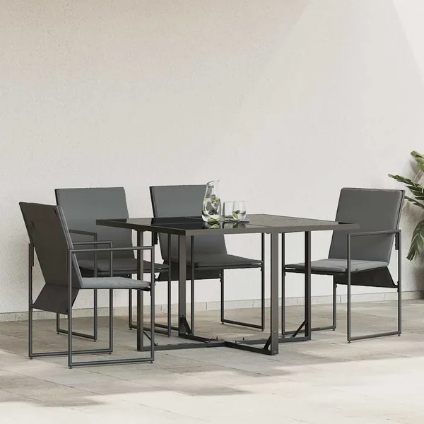 Chaise avec coussin 4 pcs Noir et anthracite Textilène