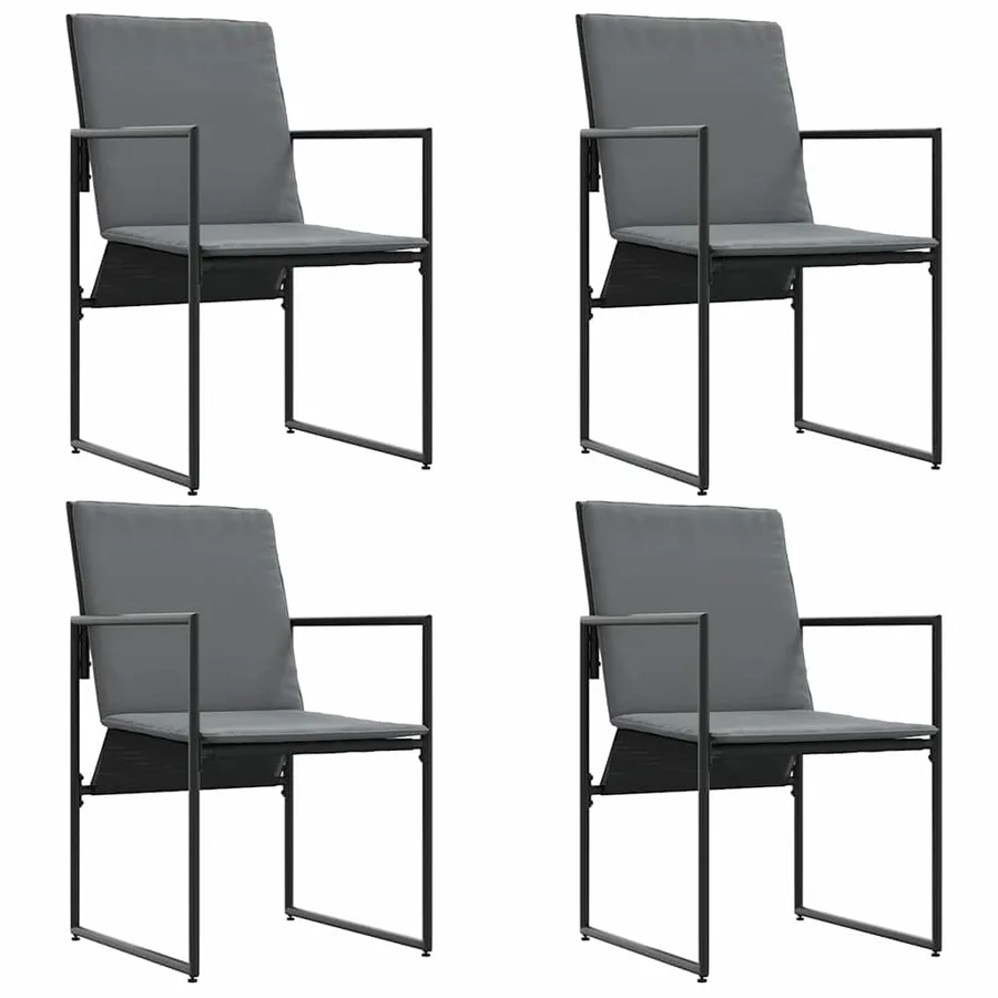 Chaise avec coussin 4 pcs Noir et anthracite Textilène - 6