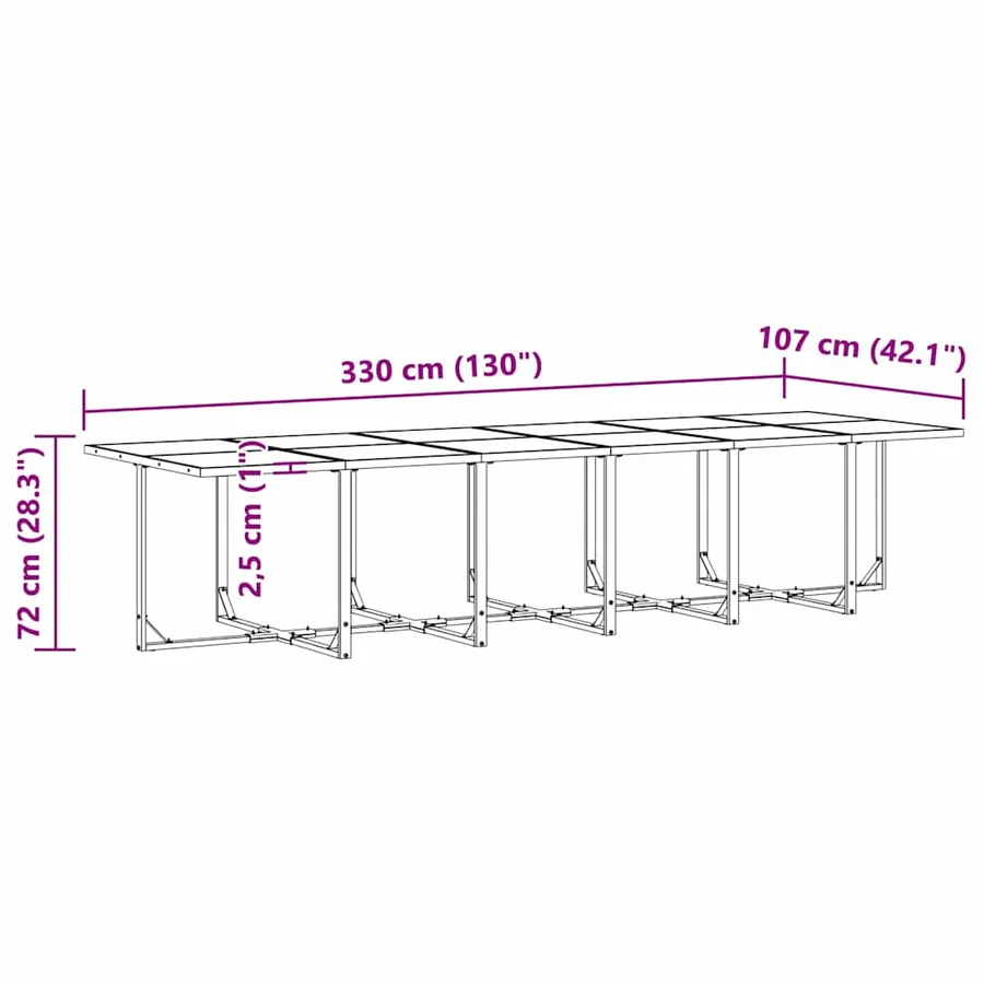 Ensemble de salle à manger pour jardin 17 pcs Noir Acier - 11