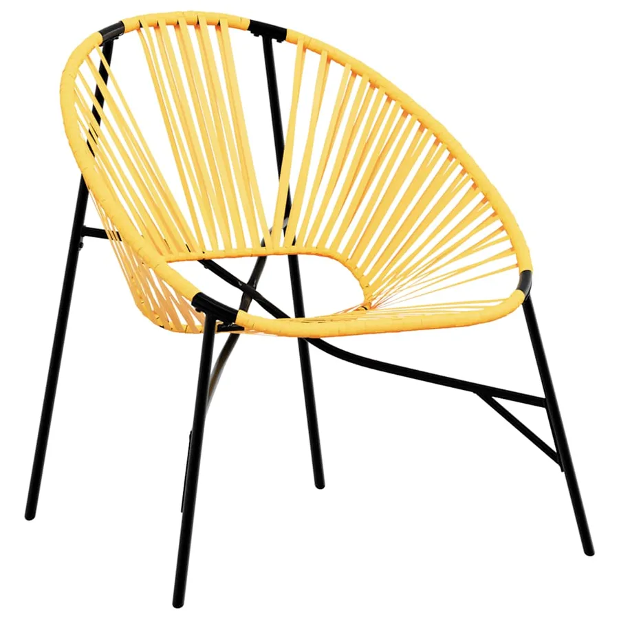 Chaise œuf de jardin noir et jaune résine tressée - 2