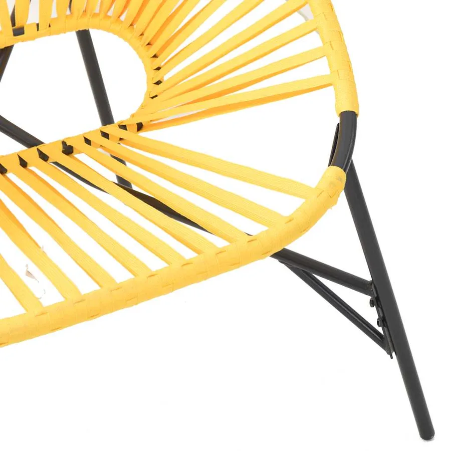 Chaise œuf de jardin noir et jaune résine tressée - 7