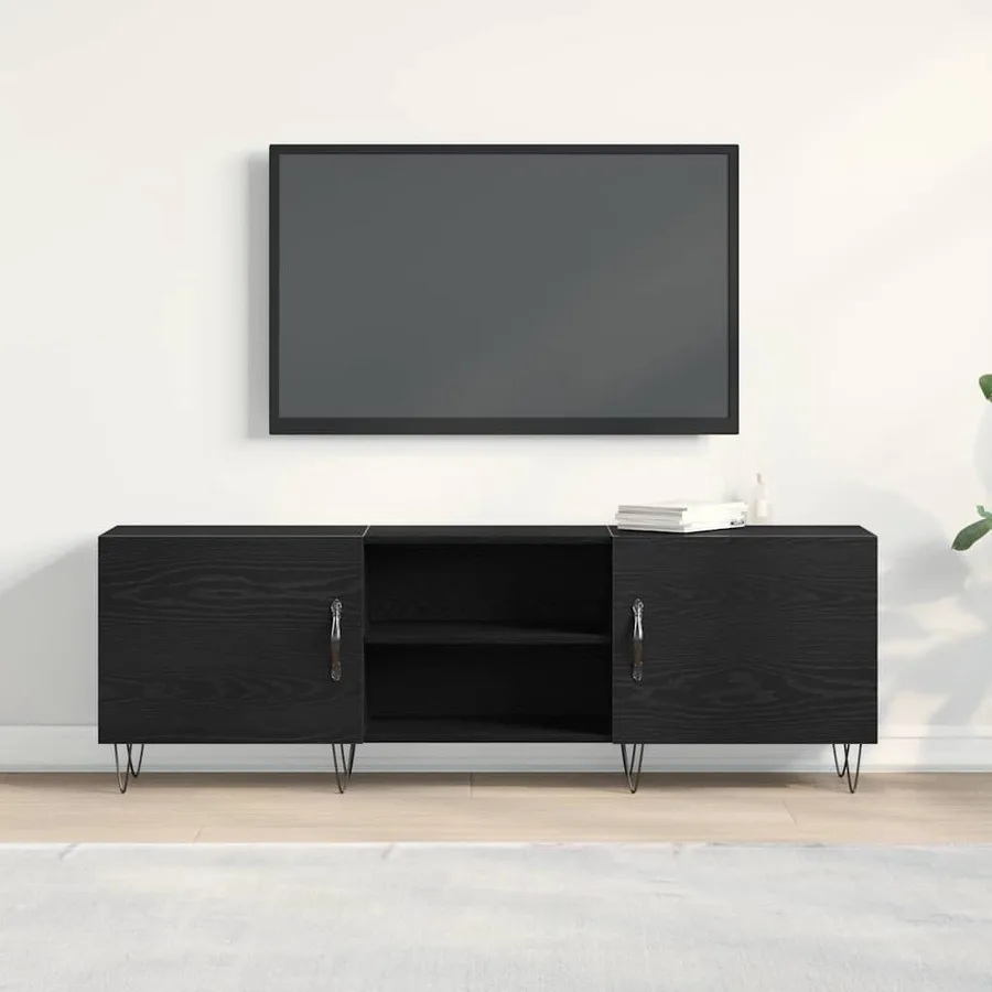 Ensemble meuble TV Montage mural Chêne noir 150 x 30 x 50 cm - 4