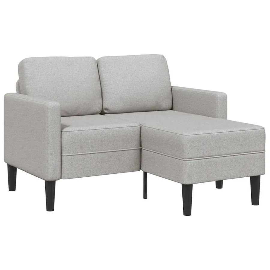 Canapé 2 places avec méridienne en L gris nuage 125 cm tissu