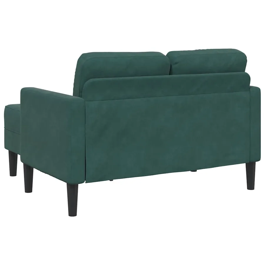 Canapé 2 places avec méridienne en L vert foncé 125 cm velours - 6