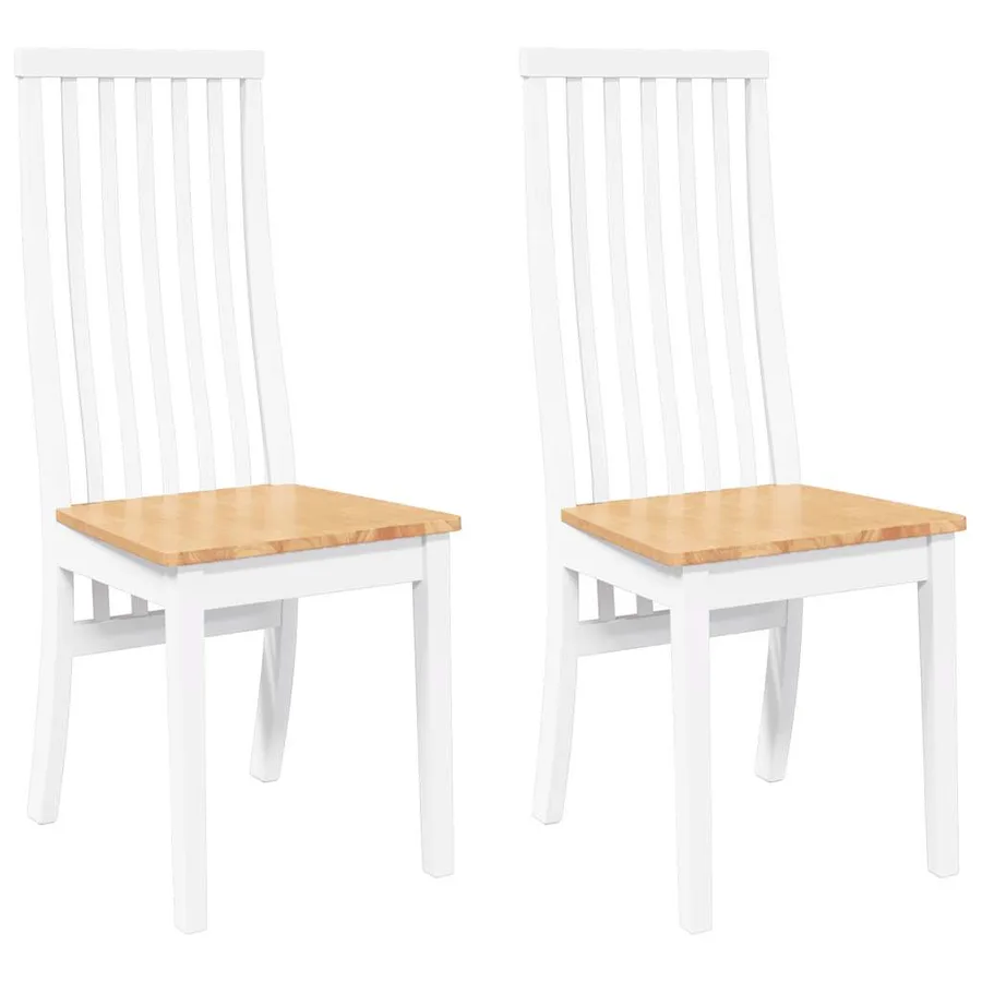 Chaises à manger 2 pcs blanc bois massif caoutchouc - 2