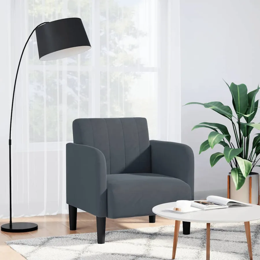 Fauteuil avec accoudoirs gris foncé 54 cm velours