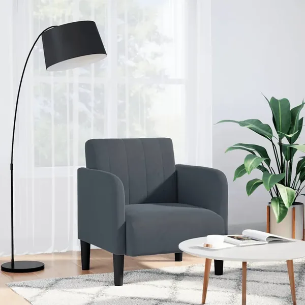 Fauteuil avec accoudoirs gris foncé 54 cm velours