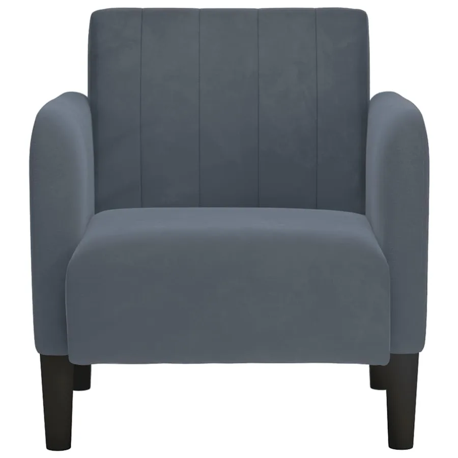 Fauteuil avec accoudoirs gris foncé 54 cm velours - 3
