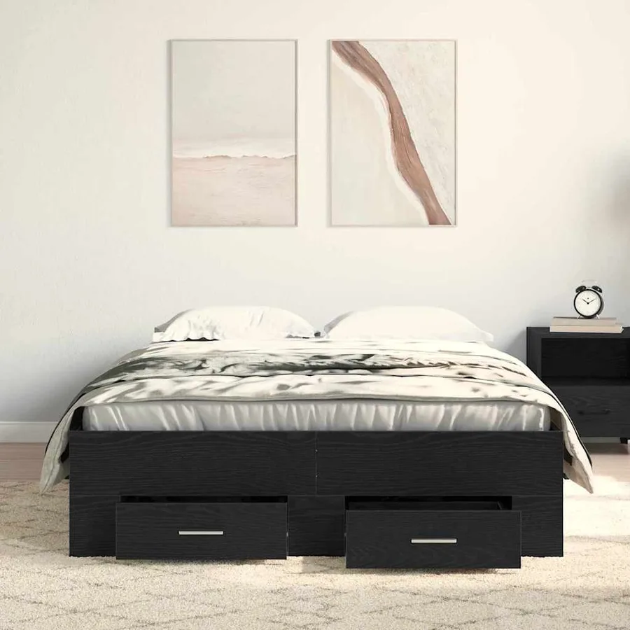 Cadre de lit Chêne noir 120 x 190 cm Bois d'ingénierie - 3