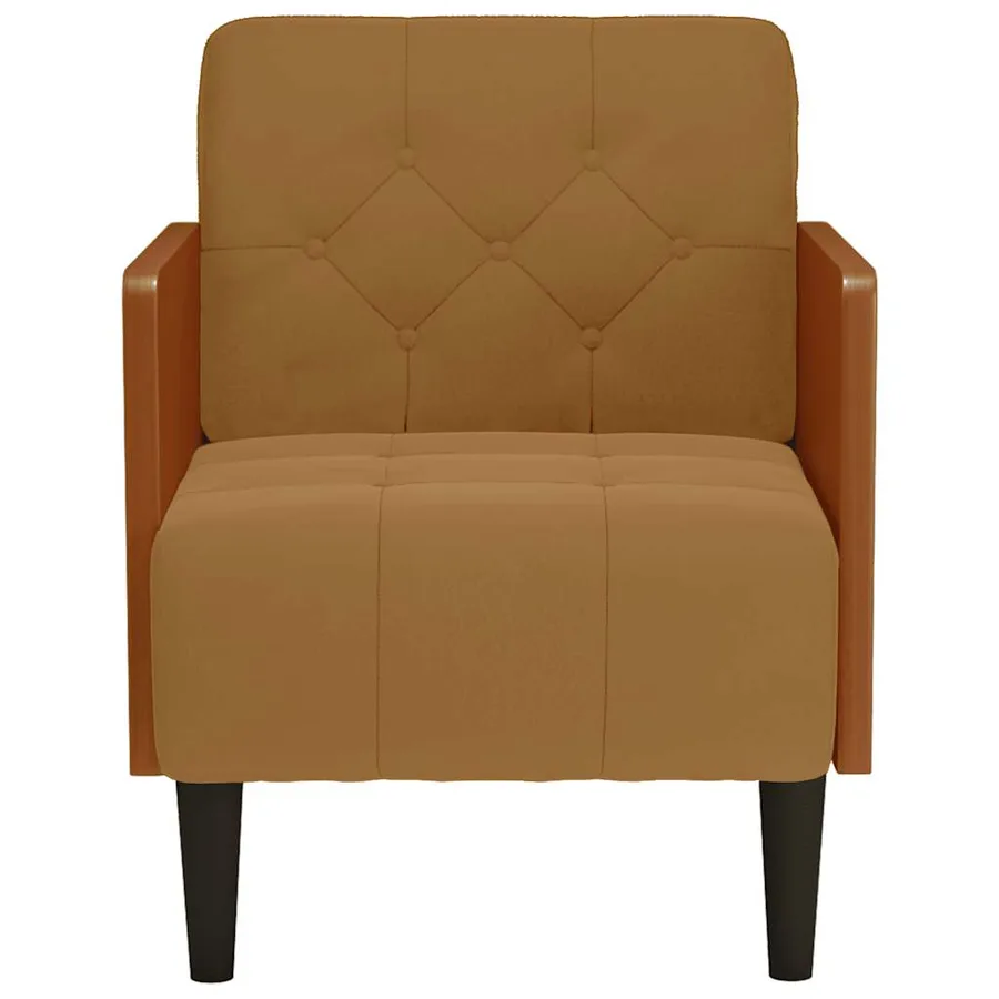 Fauteuil avec accoudoirs marron 55 cm velours - 3