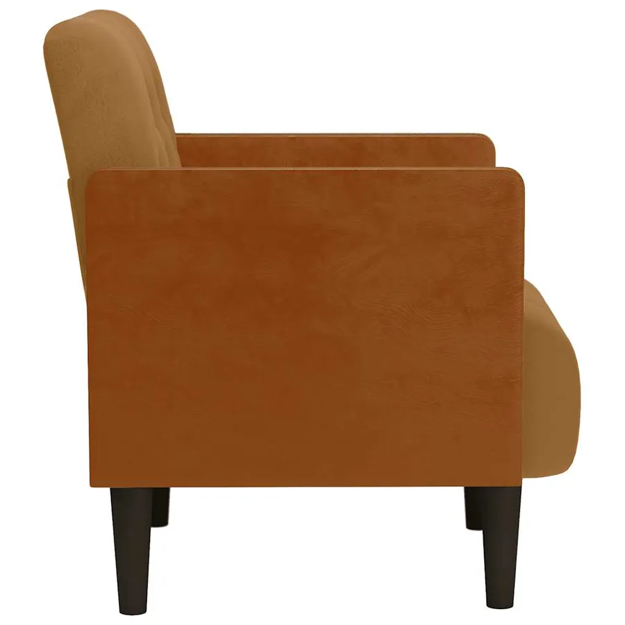 Fauteuil avec accoudoirs marron 55 cm velours - 4