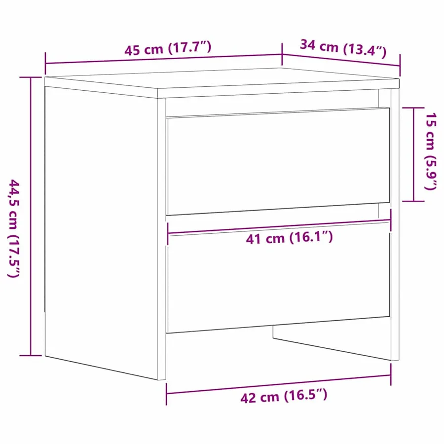 Cabinet de chevet 2 pcs Chêne noir 45 x 34 x 44,5 cm - 13