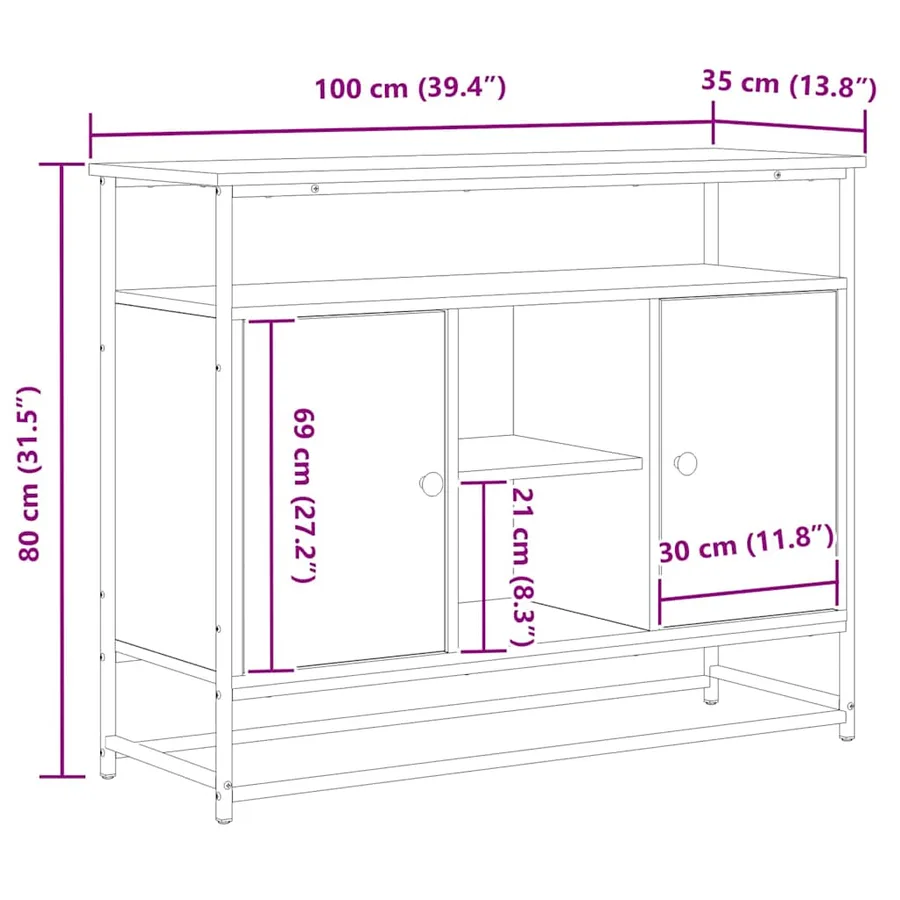Buffet Chêne artisanal 100 x 35 x 80 cm Bois d'ingénierie - 13